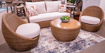 Double Point Outdoor Loveseat/2 Swivel Chairs (Set of 3) - Luxury Home Furniture (MI)