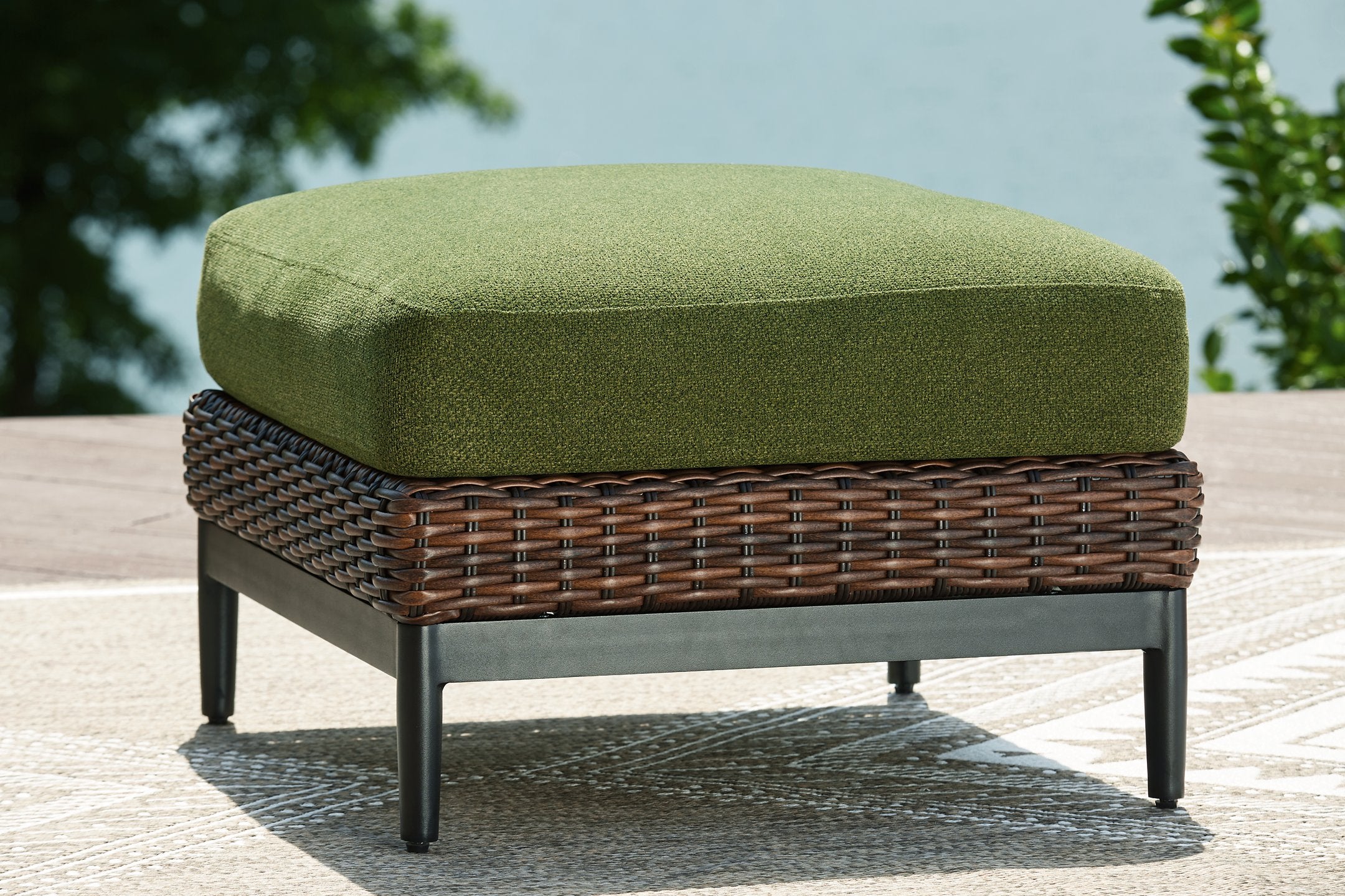Horizon Hall Outdoor Ottoman with Cushion - Luxury Home Furniture (MI)