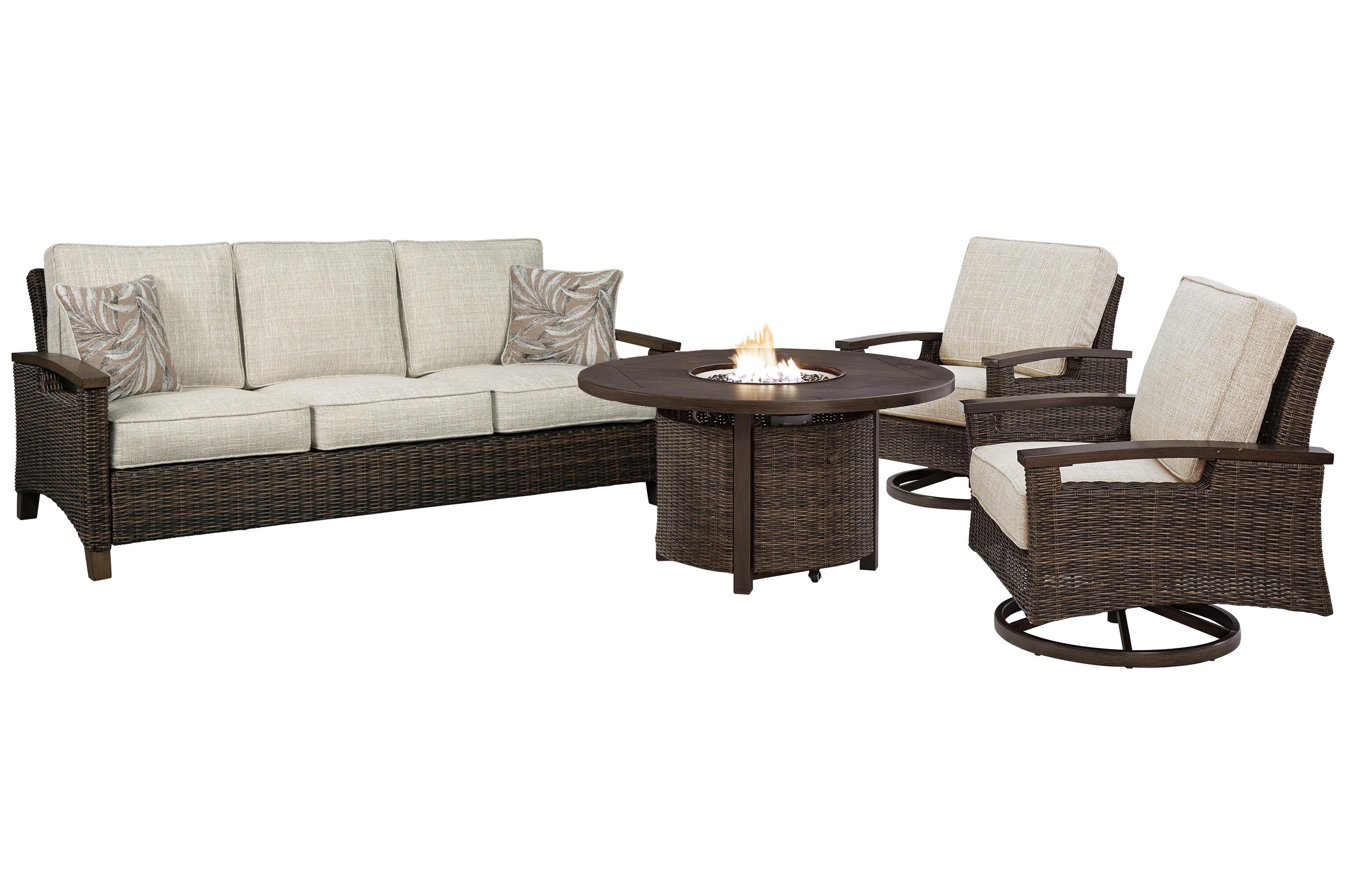 Paradise Trail Outdoor Sofa, Lounge Chairs and Fire Pit Table - Luxury Home Furniture (MI)