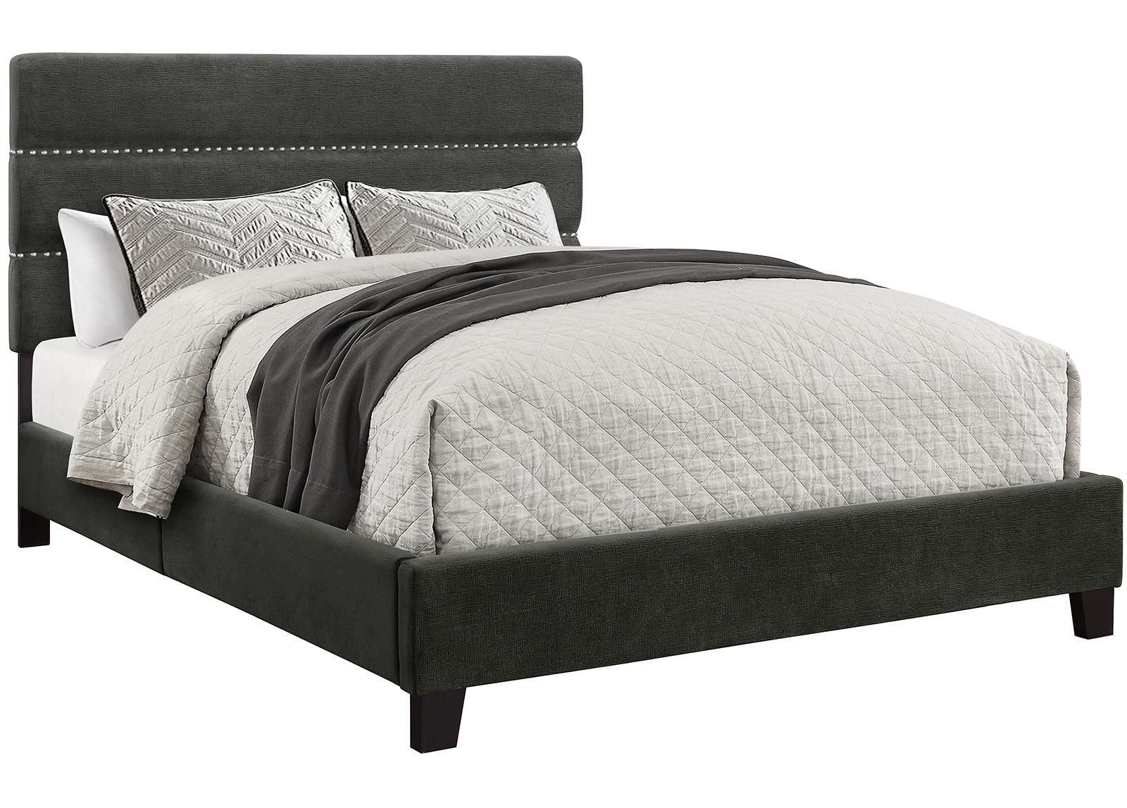 Pulaski ACH All-In-One Queen Horizontally Channeled Upholstered Bed in Grey