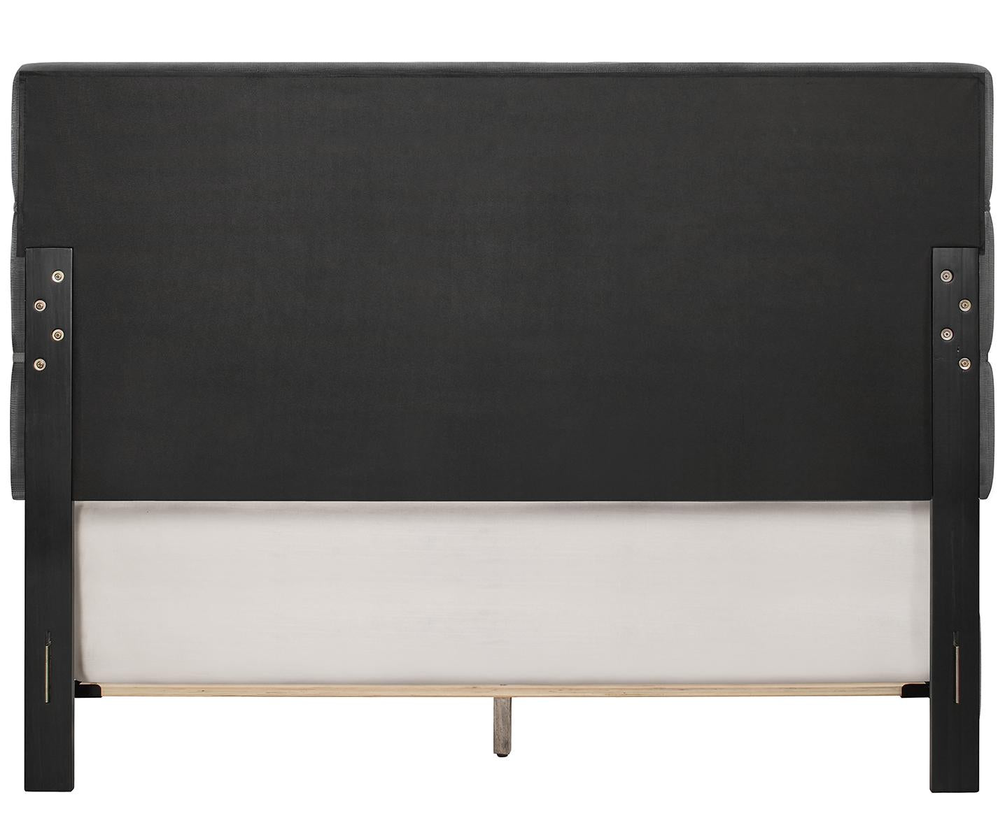 Pulaski ACH All-In-One Queen Horizontally Channeled Upholstered Bed in Grey - Luxury Home Furniture (MI)