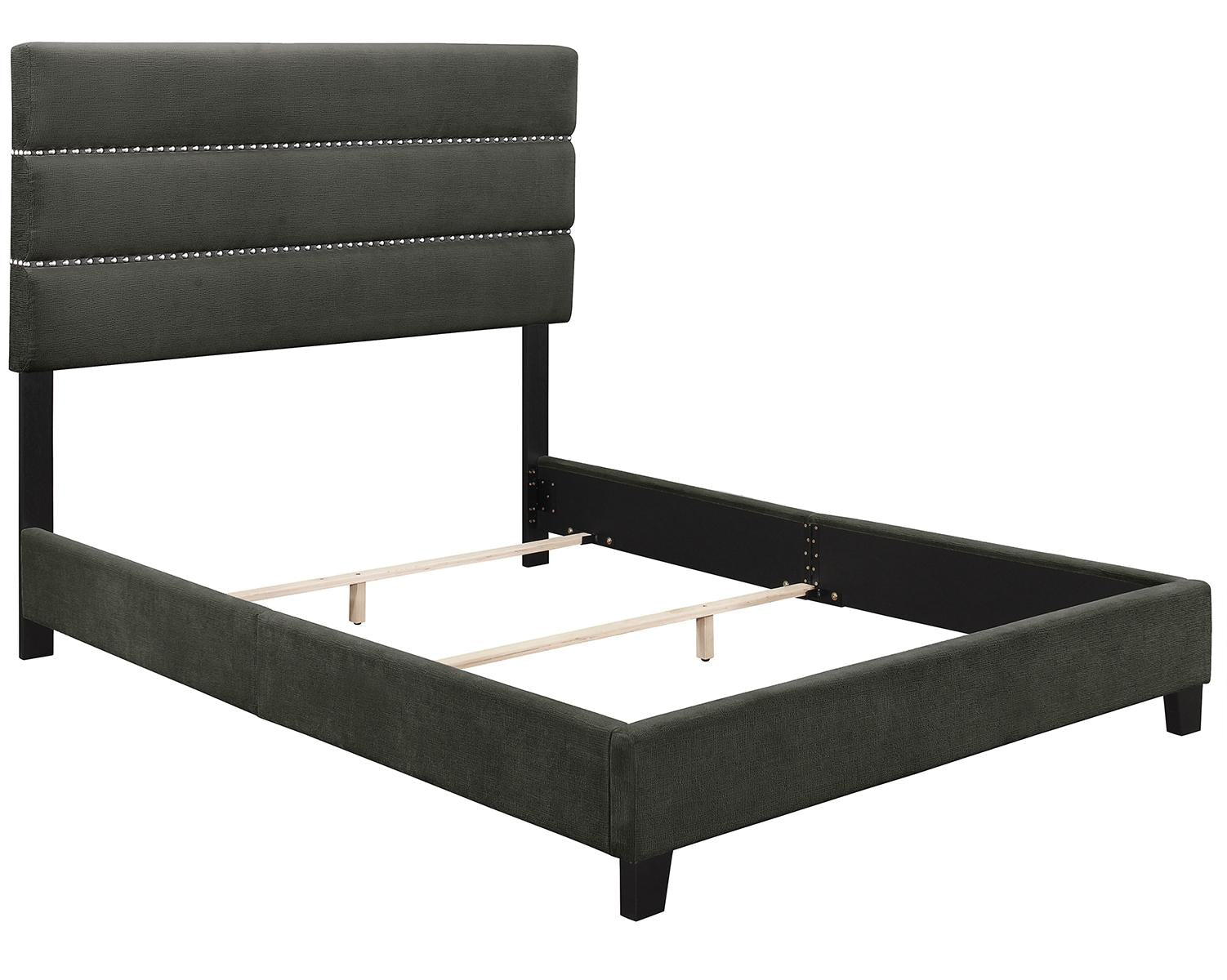Pulaski ACH All-In-One Queen Horizontally Channeled Upholstered Bed in Grey - Luxury Home Furniture (MI)