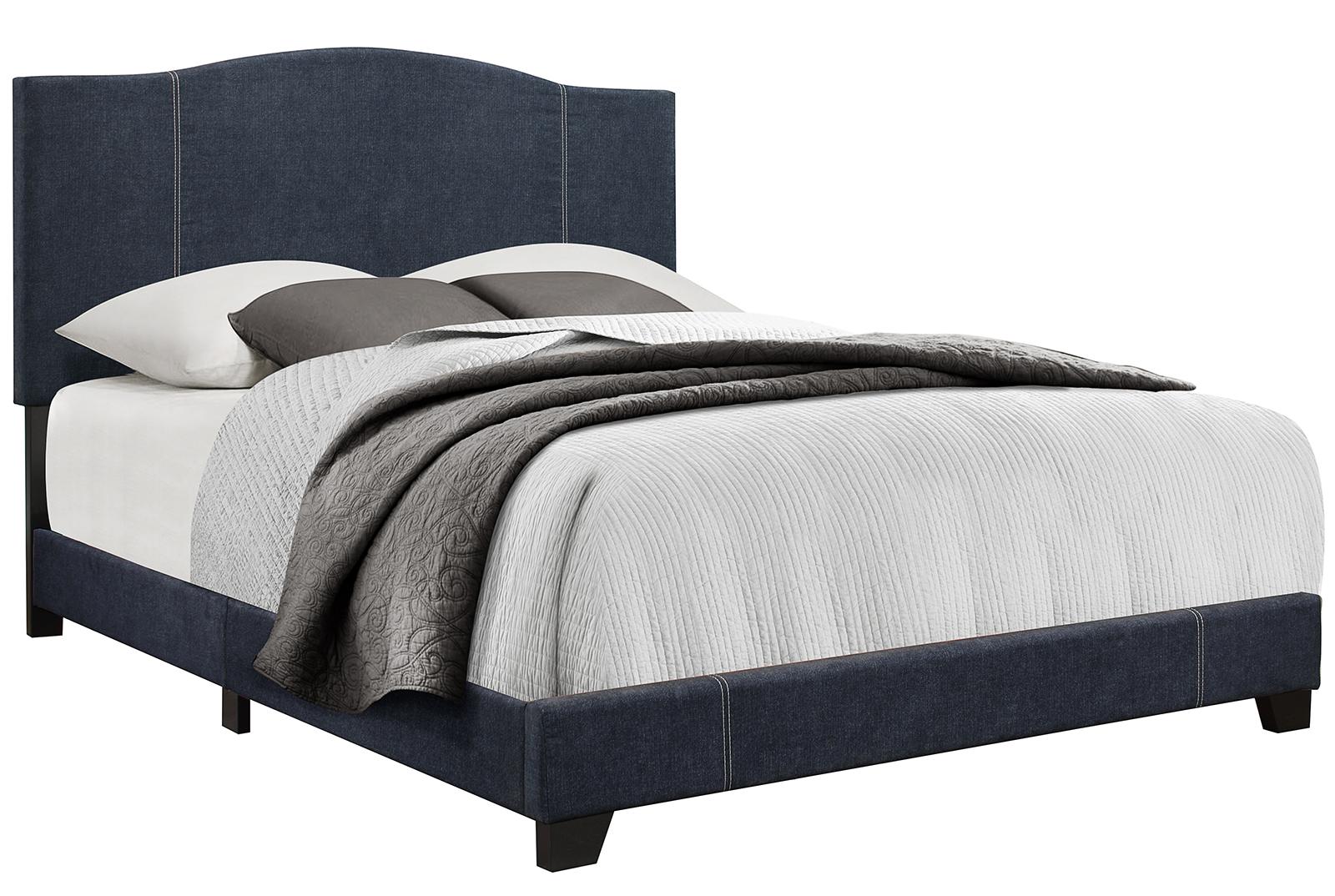 Pulaski ACH All-In-One King Modified Camel Back Upholstered Bed in Blue