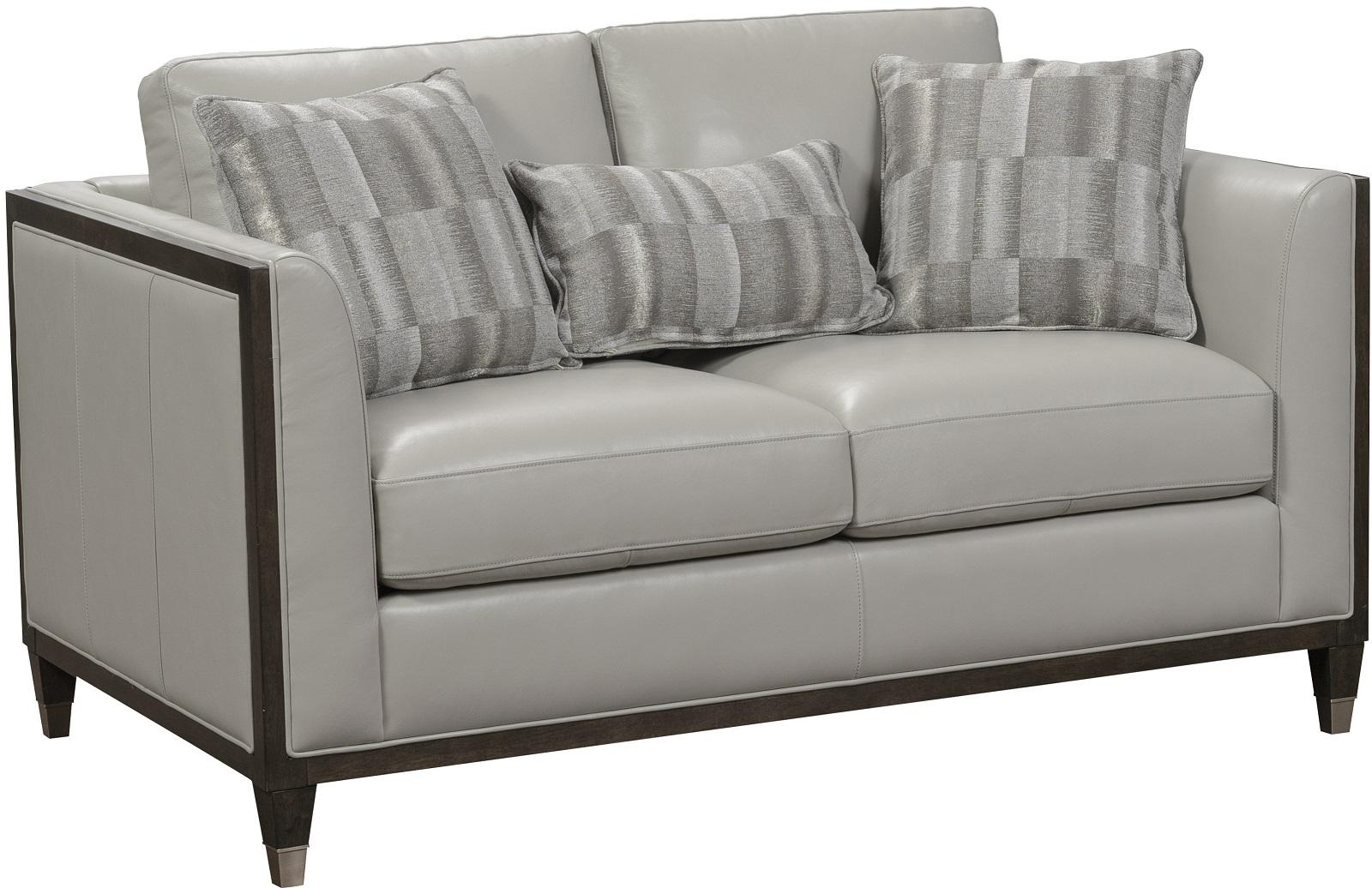 Pulaski Addison Leather Loveseat in Light Grey - Luxury Home Furniture (MI)