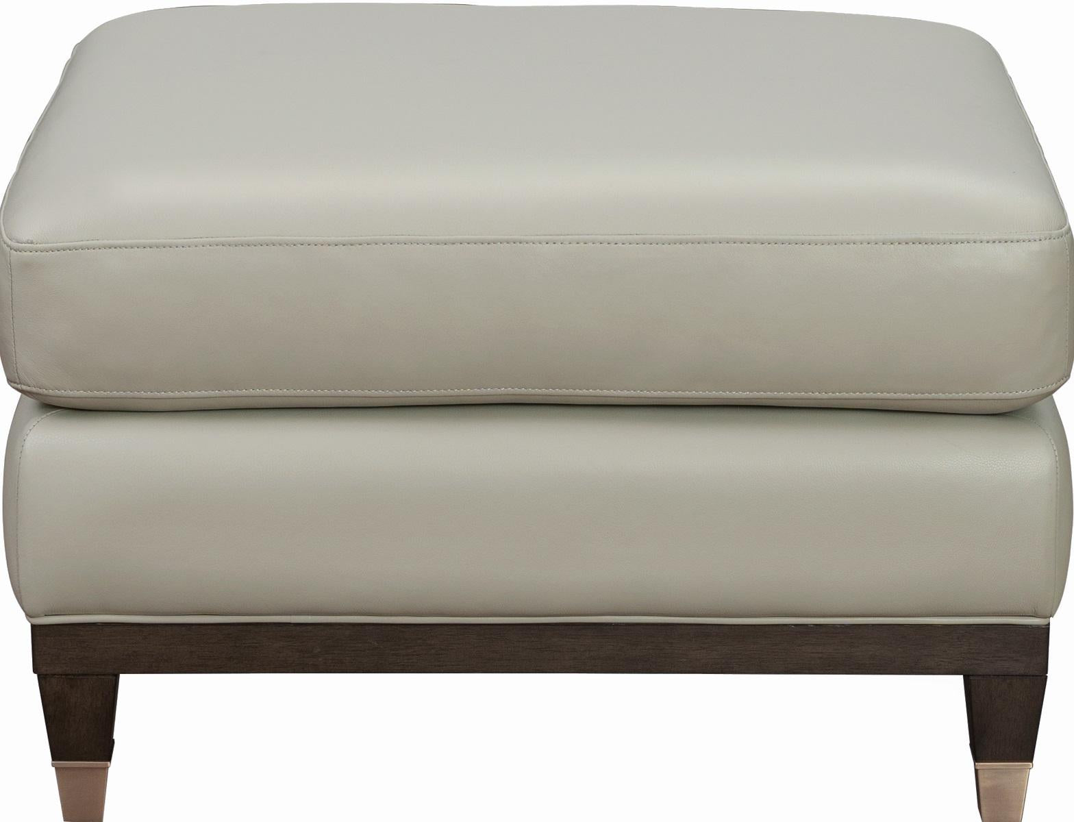 Pulaski Addison Leather Ottoman in Light Grey