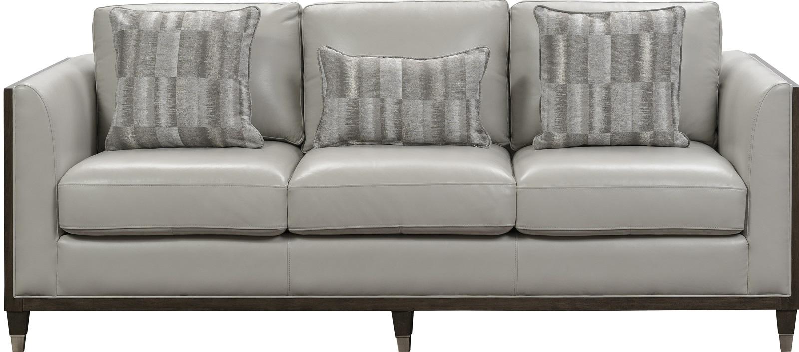 Pulaski Addison Leather Sofa in Light Grey - Luxury Home Furniture (MI)