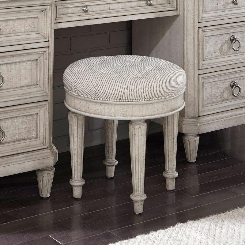 Pulaski Campbell Street Upholstered Vanity Stool in Vanilla Cream - Luxury Home Furniture (MI)