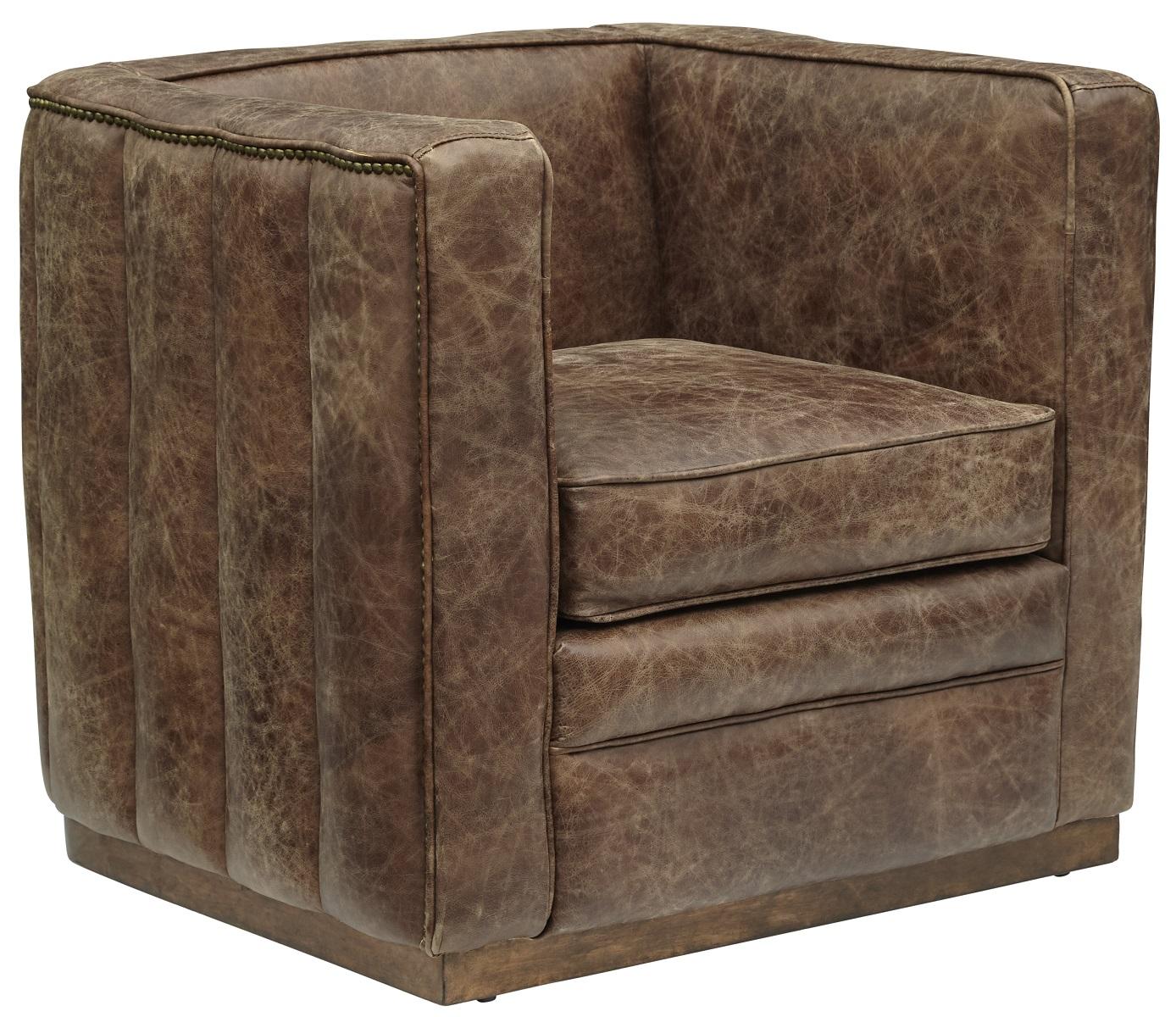 Pulaski Channel Tufted Sheltered Leather Chair in Mocha Brown - Luxury Home Furniture (MI)