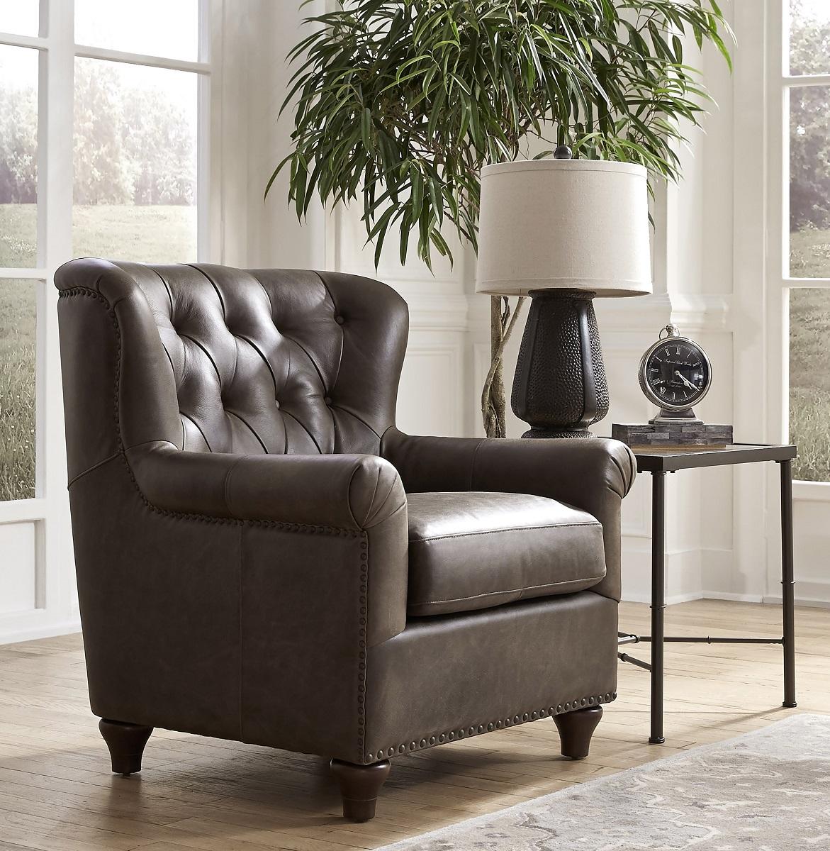 Pulaski Charlie Leather Chair in Heritage Brown - Luxury Home Furniture (MI)