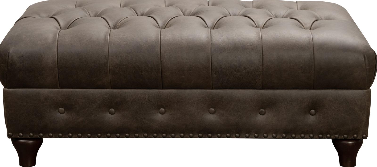Pulaski Charlie Leather Cocktail Ottoman in Heritage Brown