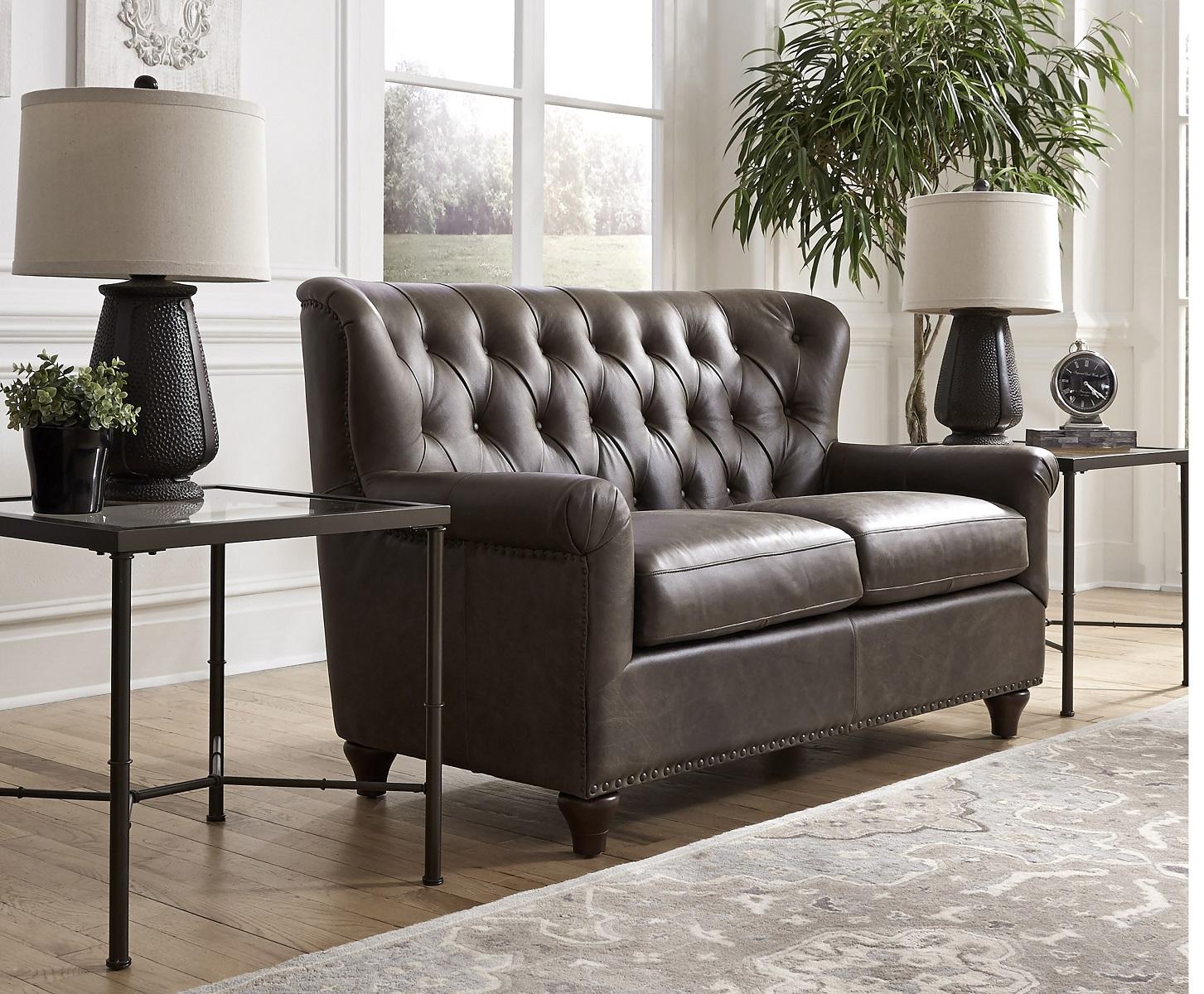 Pulaski Charlie Leather Loveseat in Heritage Brown - Luxury Home Furniture (MI)