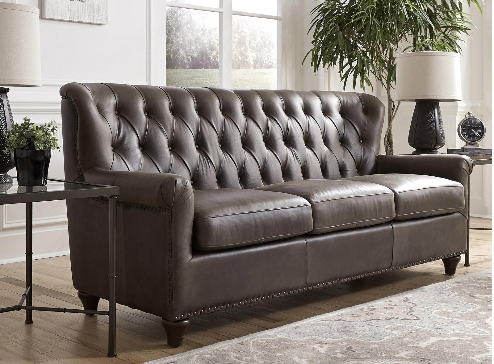 Pulaski Charlie Leather Sofa in Heritage Brown - Luxury Home Furniture (MI)