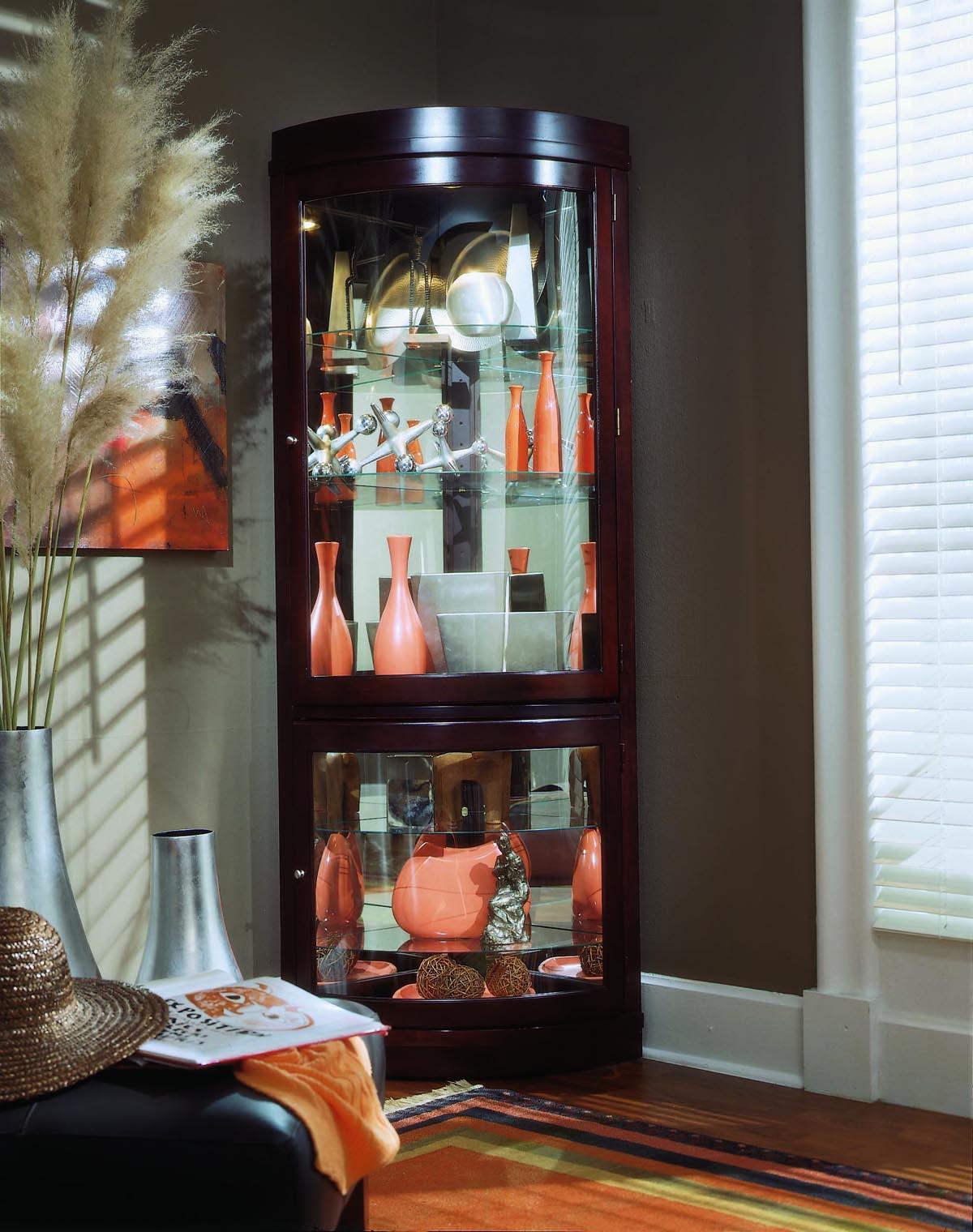 Pulaski Chocolate Cherry Corner Curio - Luxury Home Furniture (MI)
