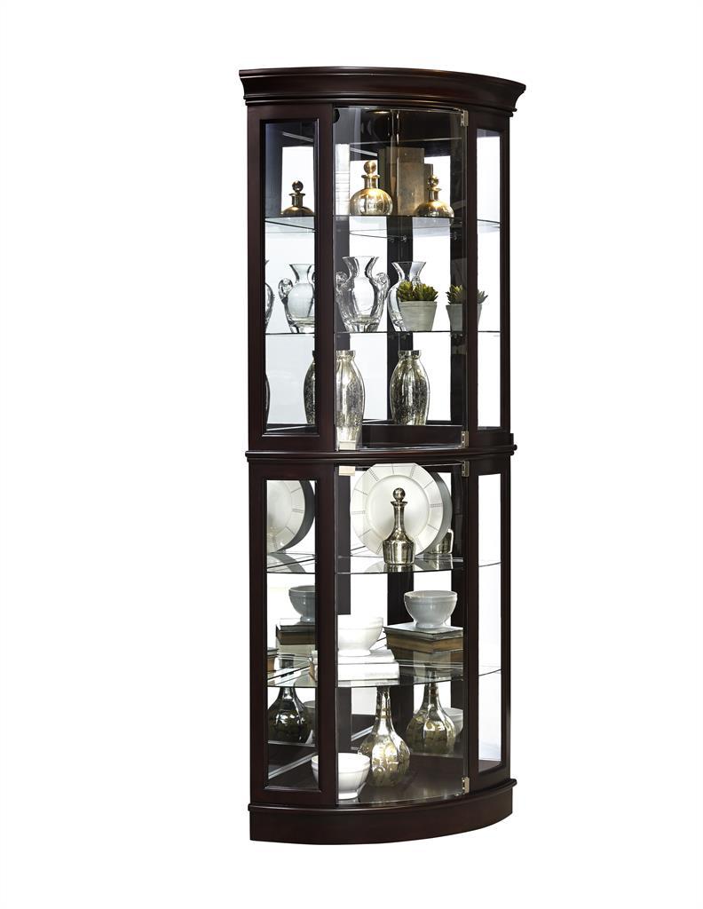 Pulaski Curved 5 Shelf Corner Curio Cabinet in Sable Brown - Luxury Home Furniture (MI)