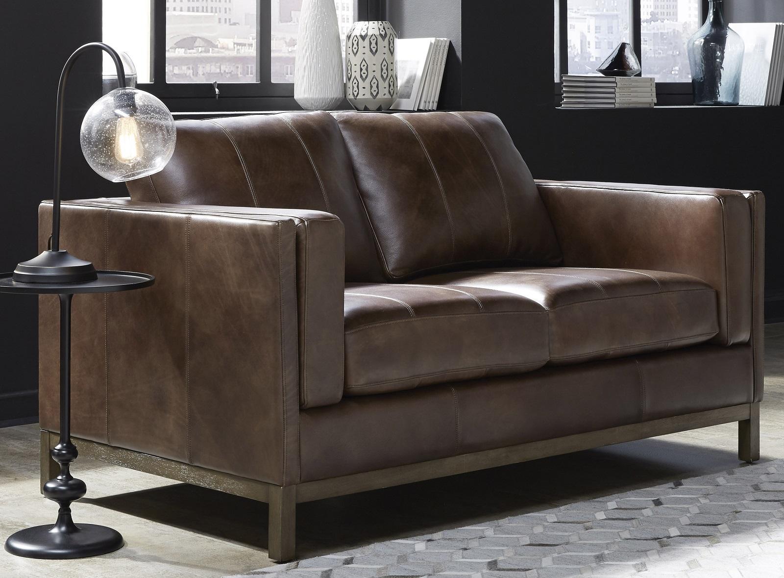 Pulaski Drake Leather Loveseat in Brown - Luxury Home Furniture (MI)