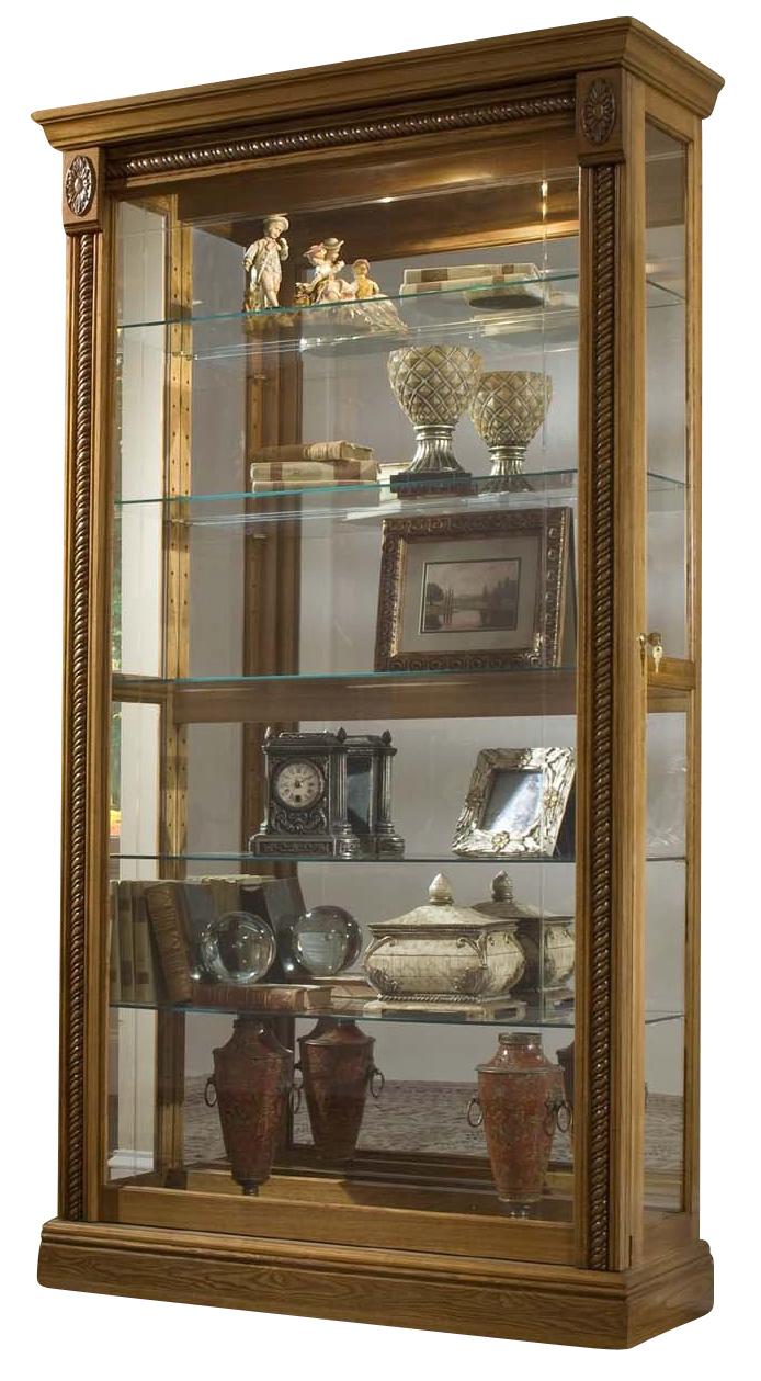 Pulaski Estate Oak Two Way Sliding Door Curio - Luxury Home Furniture (MI)