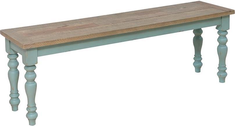 Pulaski Farmhouse Dining Bench in Distressed Blue - Luxury Home Furniture (MI)