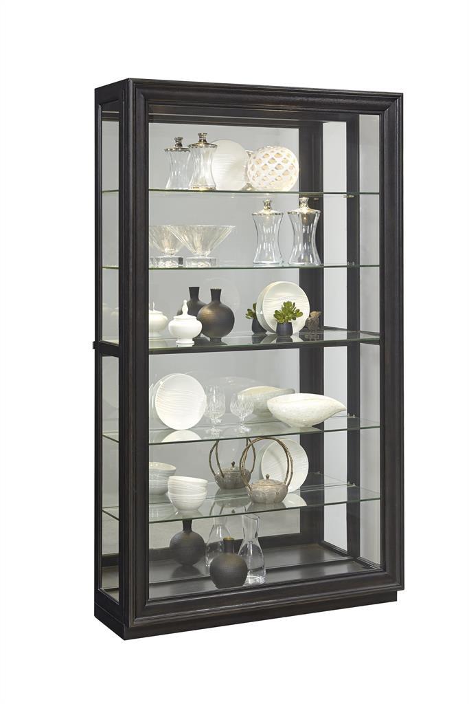 Pulaski Framed Sliding Door 5 Shelf Curio Cabinet in Dark Brown - Luxury Home Furniture (MI)