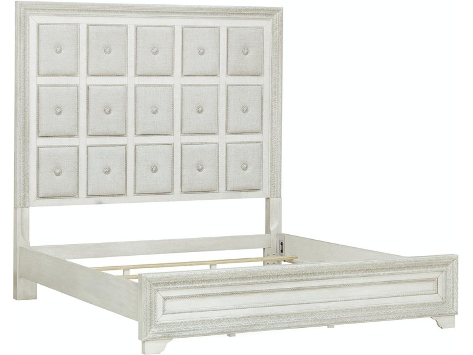 Pulaski Furniture Camila King Upholstered Bed in Light Wood - Luxury Home Furniture (MI)