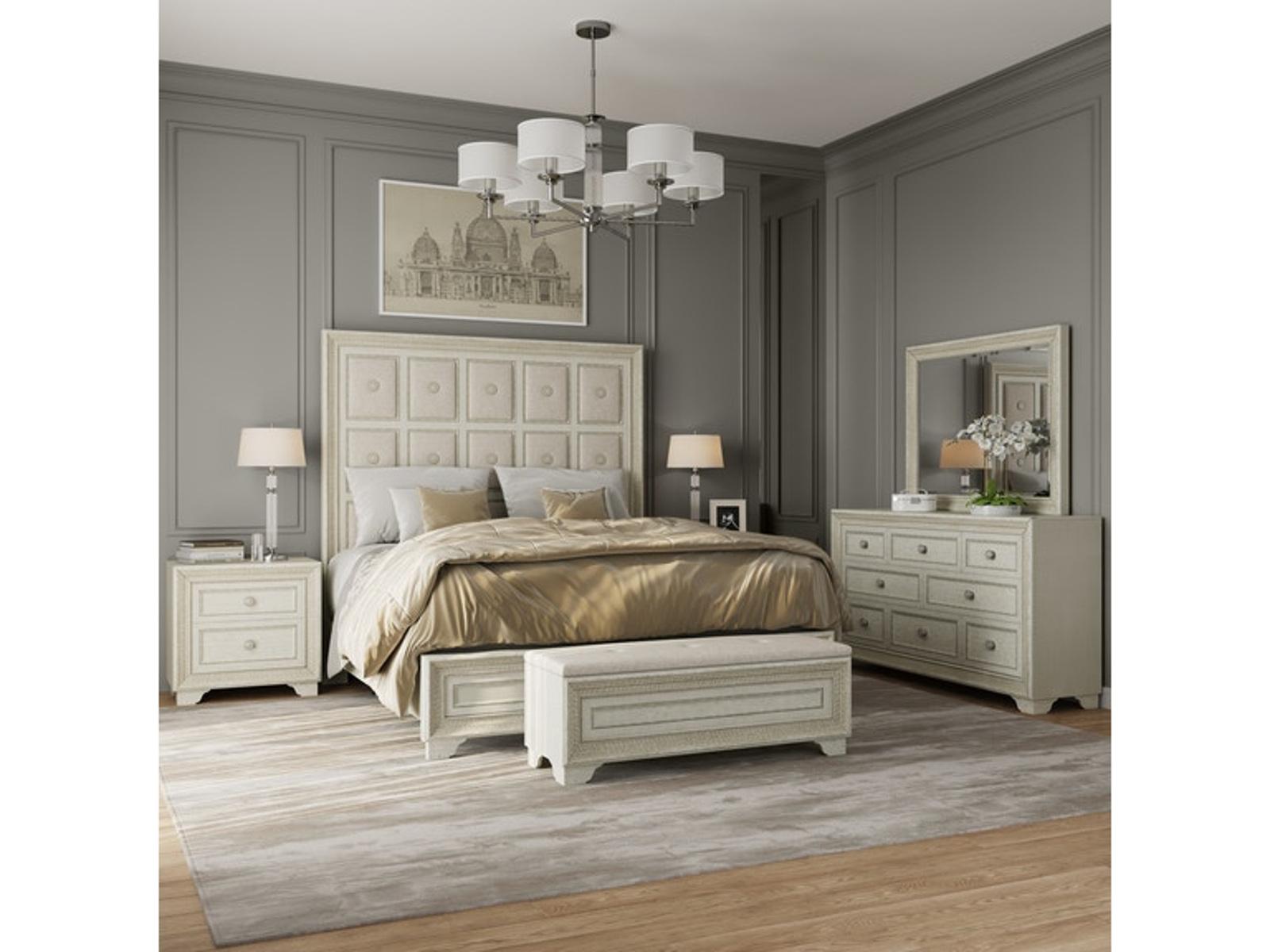 Pulaski Furniture Camila King Upholstered Bed in Light Wood - Luxury Home Furniture (MI)