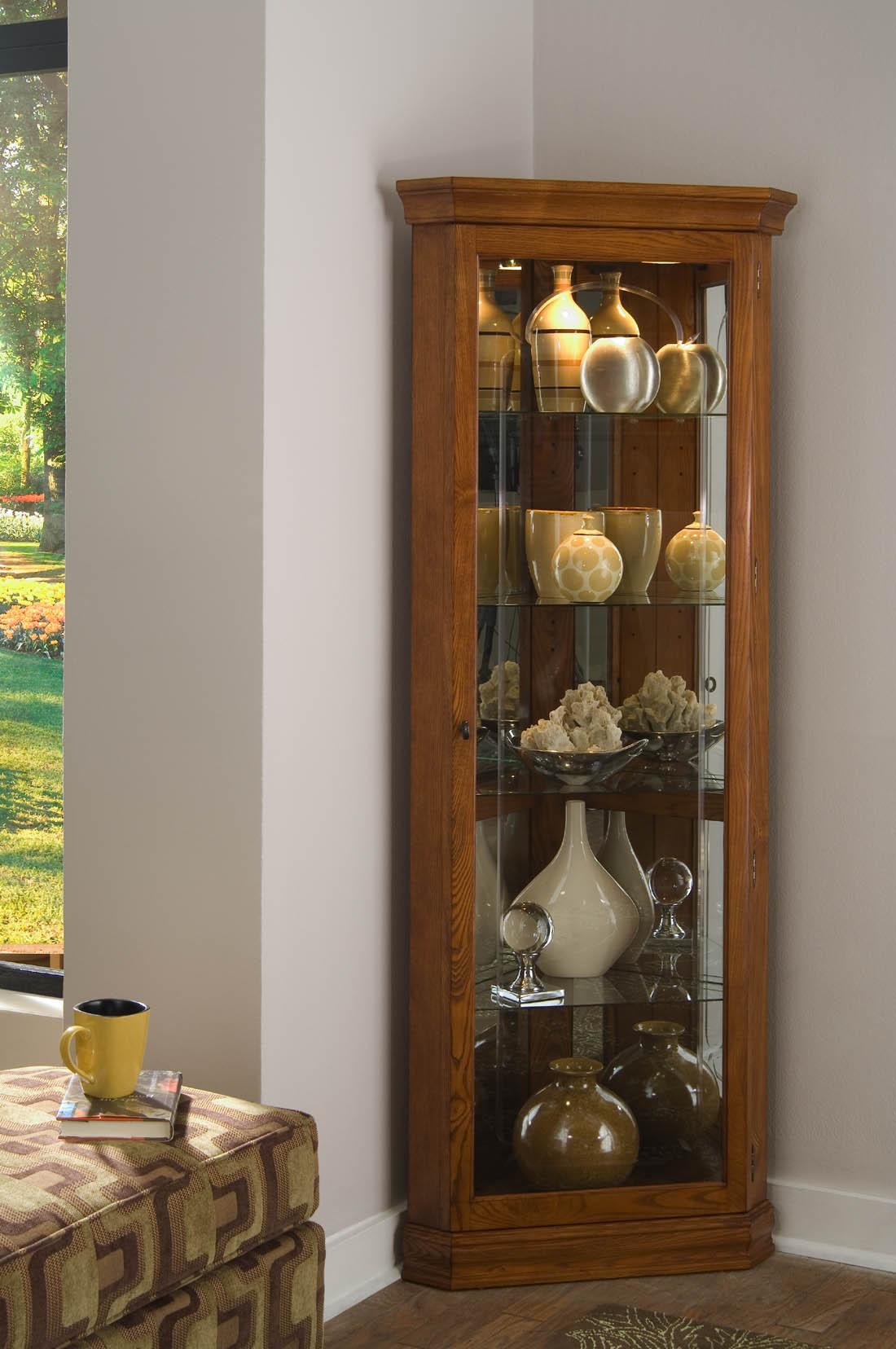Pulaski Golden Oak II Corner Curio - Luxury Home Furniture (MI)