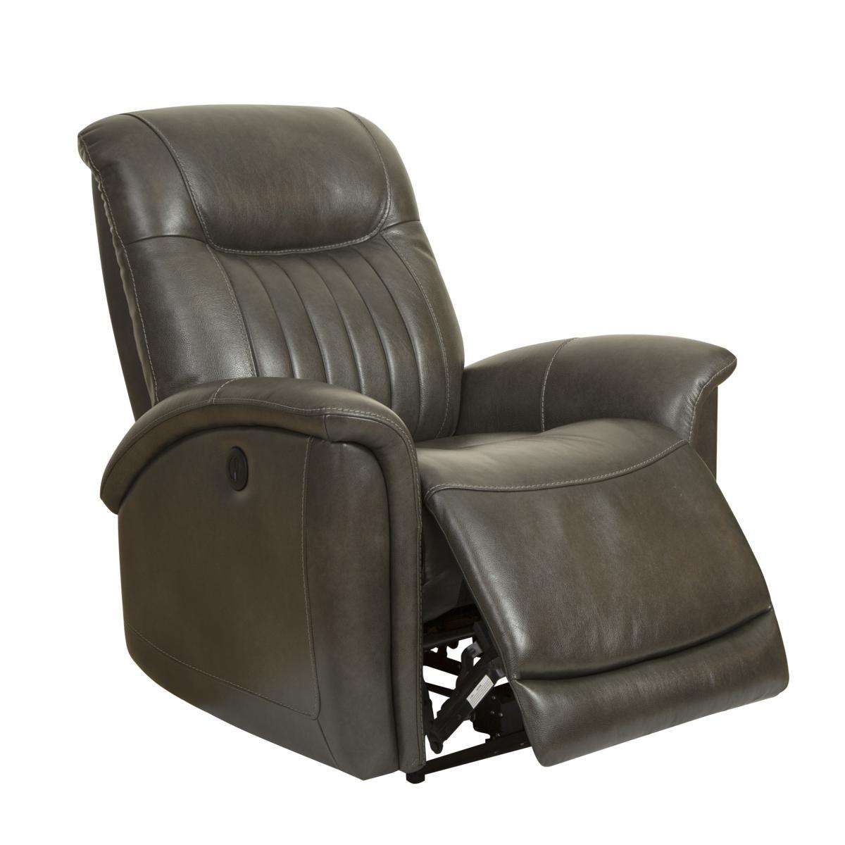 Pulaski Leather Curved Arm Power Recliner in El Paso Brown - Luxury Home Furniture (MI)