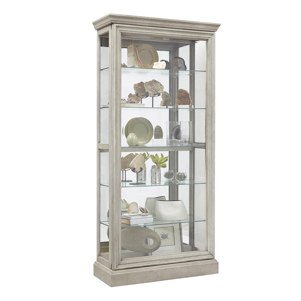 Pulaski Lighted 5 Shelf Sliding Door Curio with Lock in Natural Beige - Luxury Home Furniture (MI)