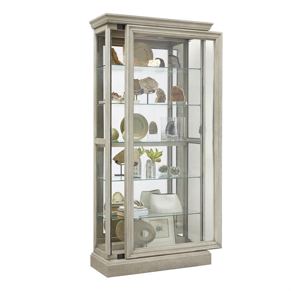 Pulaski Lighted 5 Shelf Sliding Door Curio with Lock in Natural Beige - Luxury Home Furniture (MI)