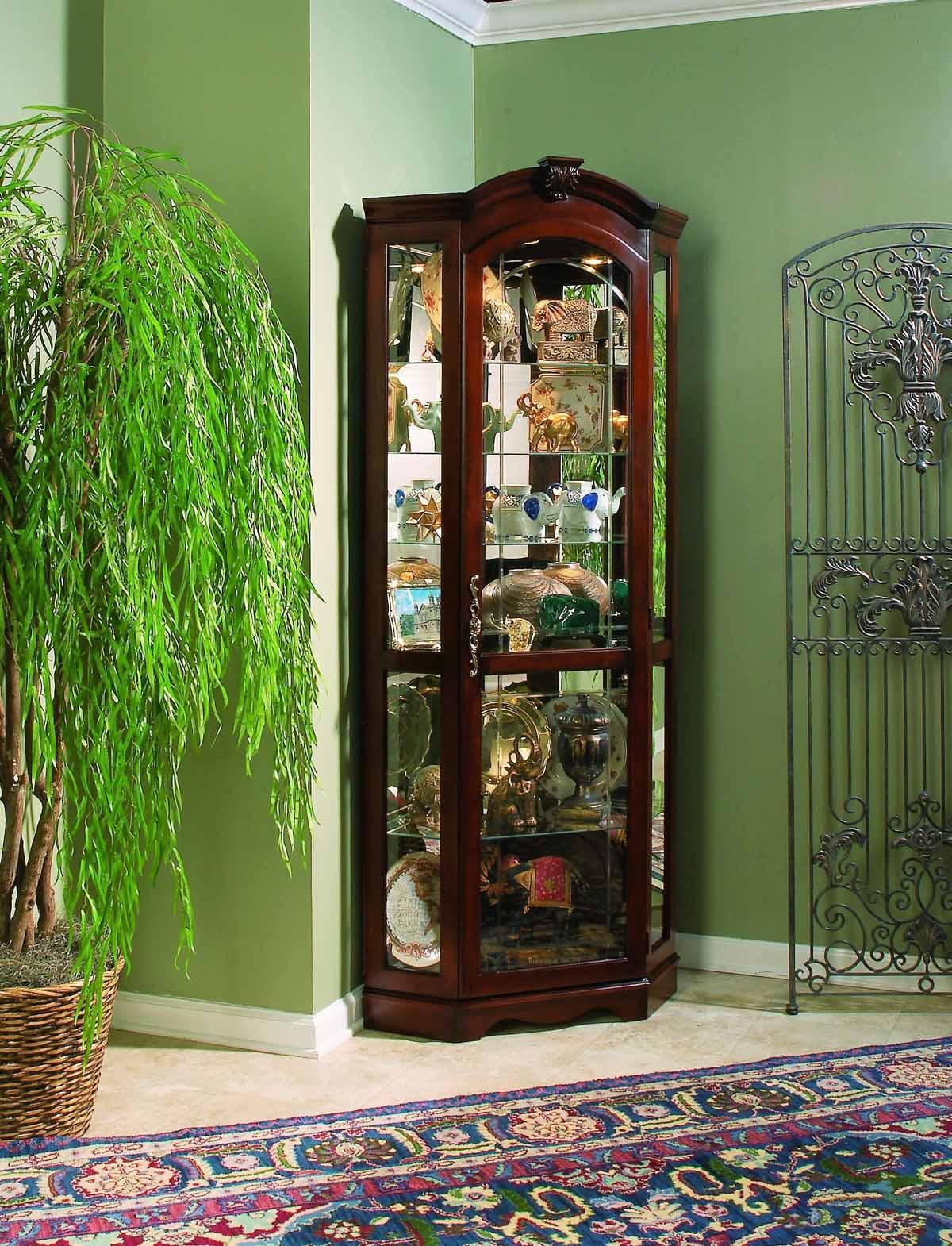 Pulaski Medallion Cherry Corner Curio - Luxury Home Furniture (MI)