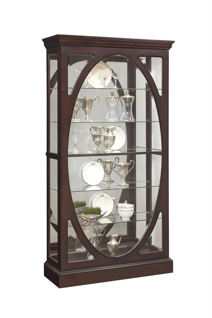 Pulaski Oval-Framed Sliding 5 Shelf Curio Cabinet in Sable Brown - Luxury Home Furniture (MI)