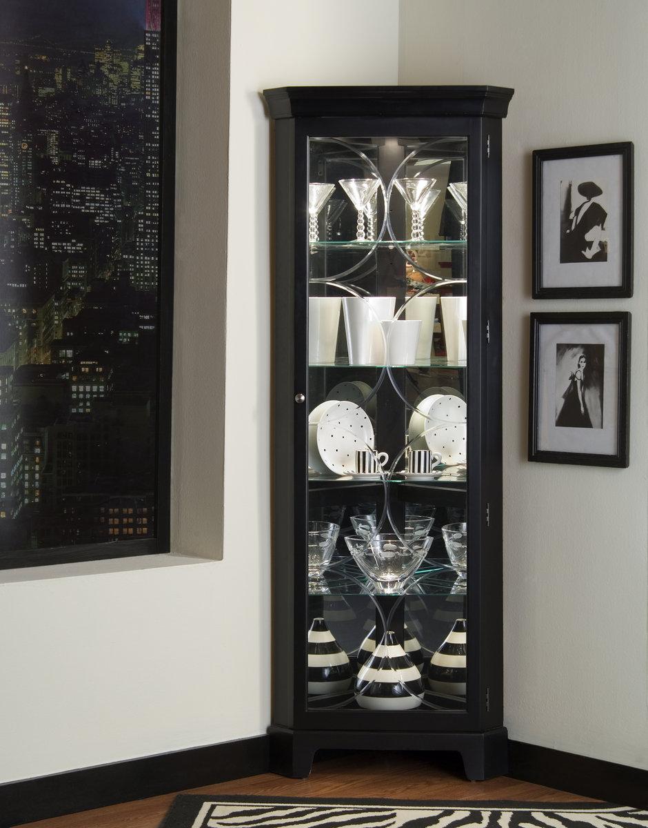 Pulaski Oxford Black Corner Curio - Luxury Home Furniture (MI)