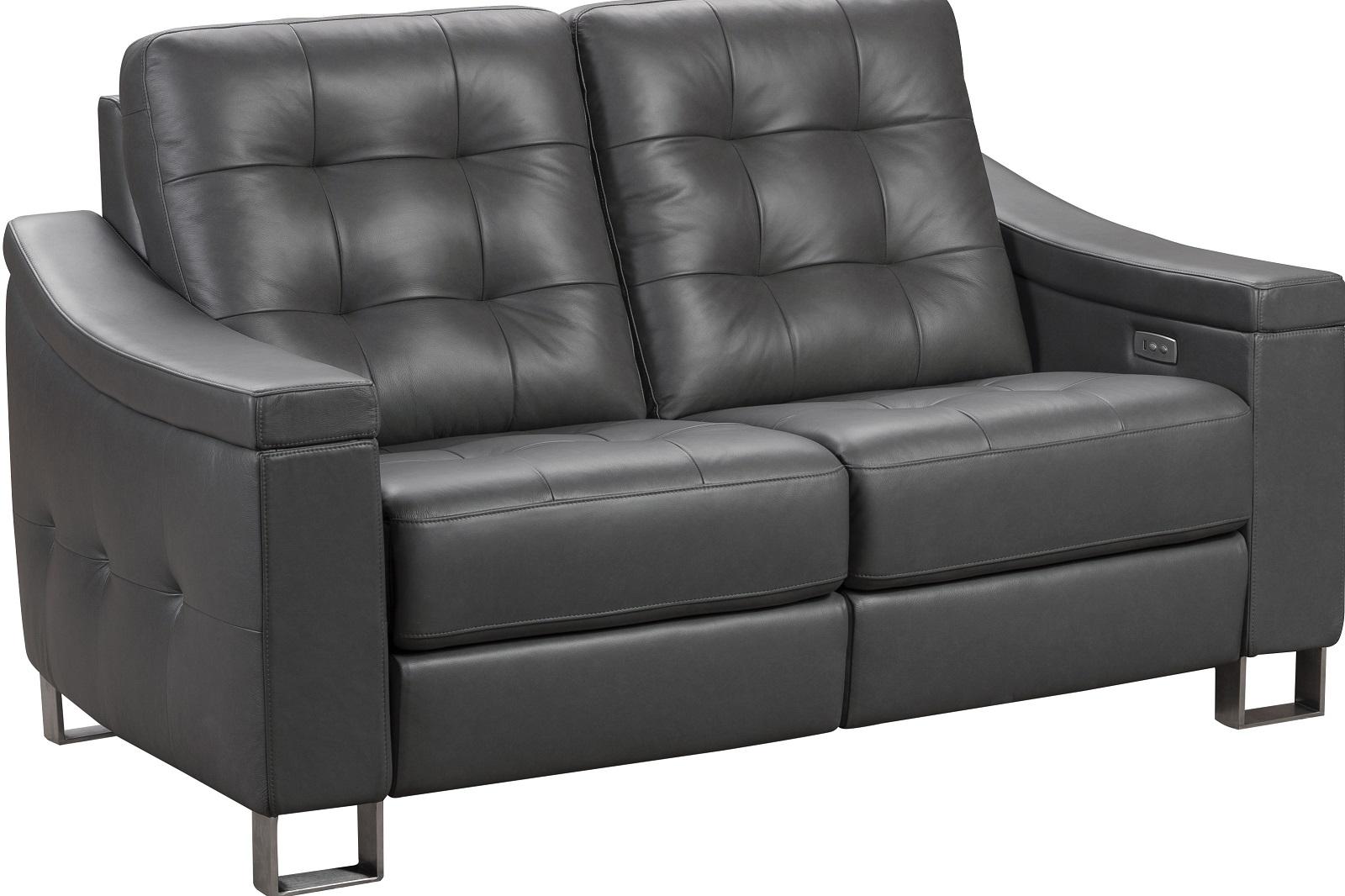 Pulaski Parker Leather Reclining Loveseat in Supple Gray - Luxury Home Furniture (MI)