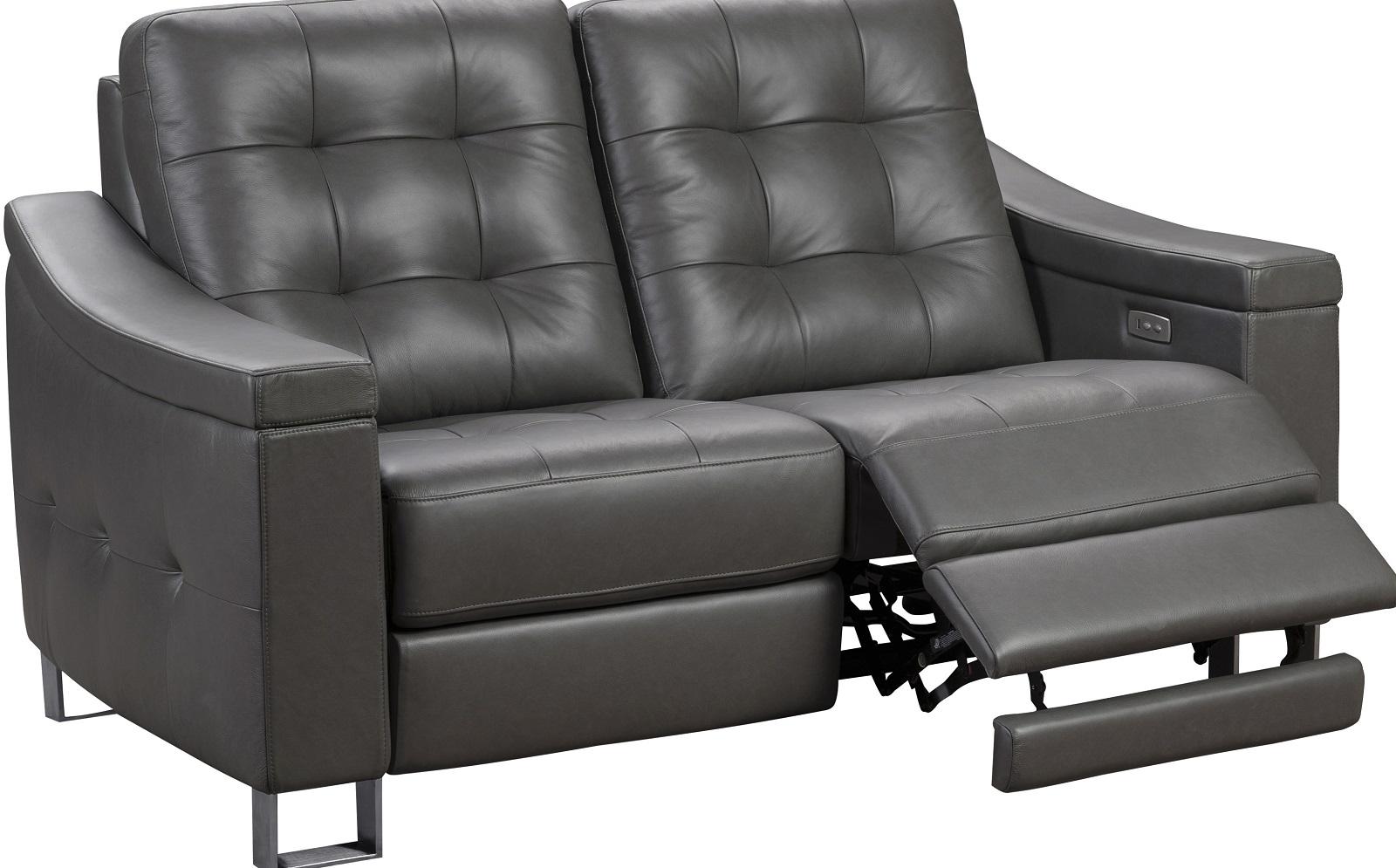 Pulaski Parker Leather Reclining Loveseat in Supple Gray - Luxury Home Furniture (MI)