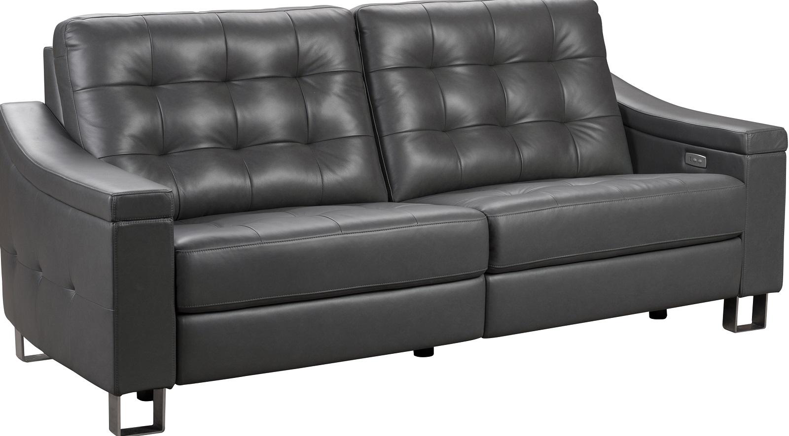 Pulaski Parker Leather Reclining Sofa in Supple Gray - Luxury Home Furniture (MI)