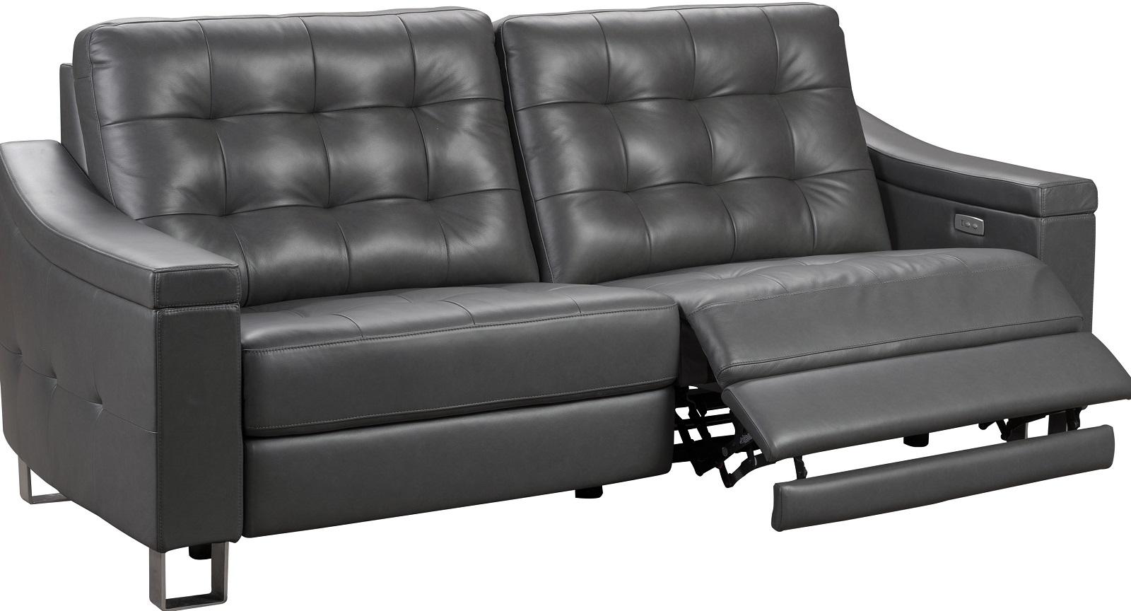 Pulaski Parker Leather Reclining Sofa in Supple Gray - Luxury Home Furniture (MI)
