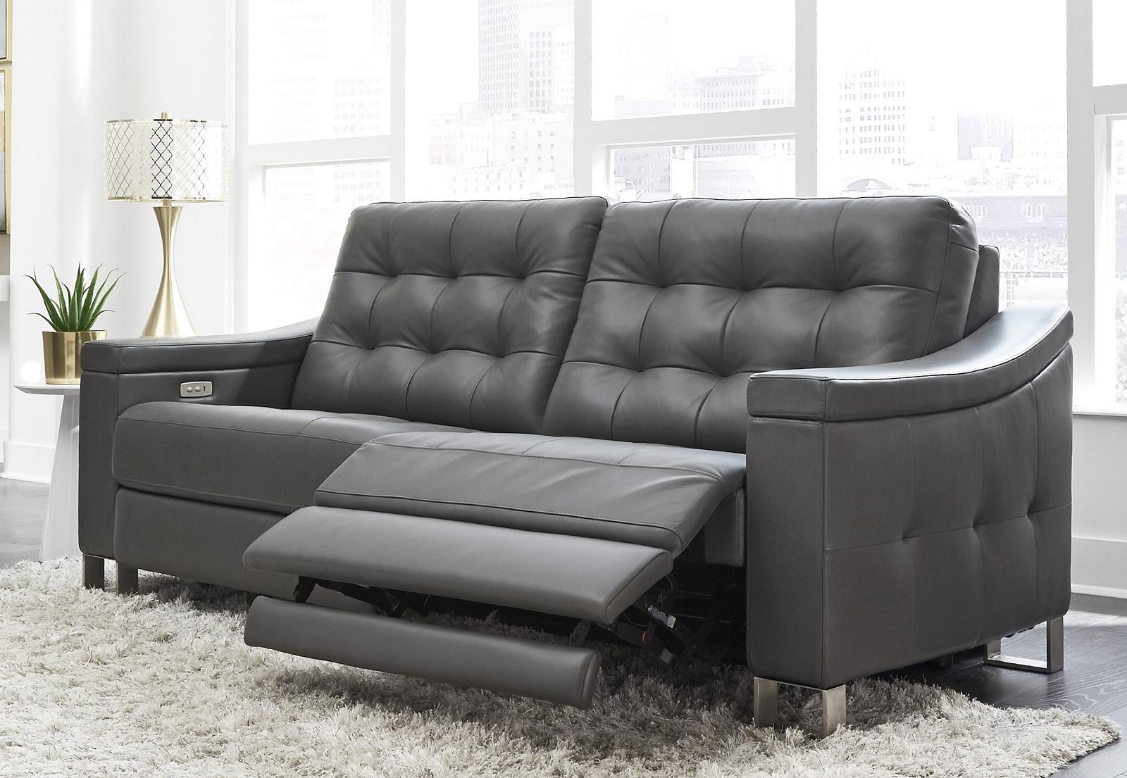 Pulaski Parker Leather Reclining Sofa in Supple Gray - Luxury Home Furniture (MI)