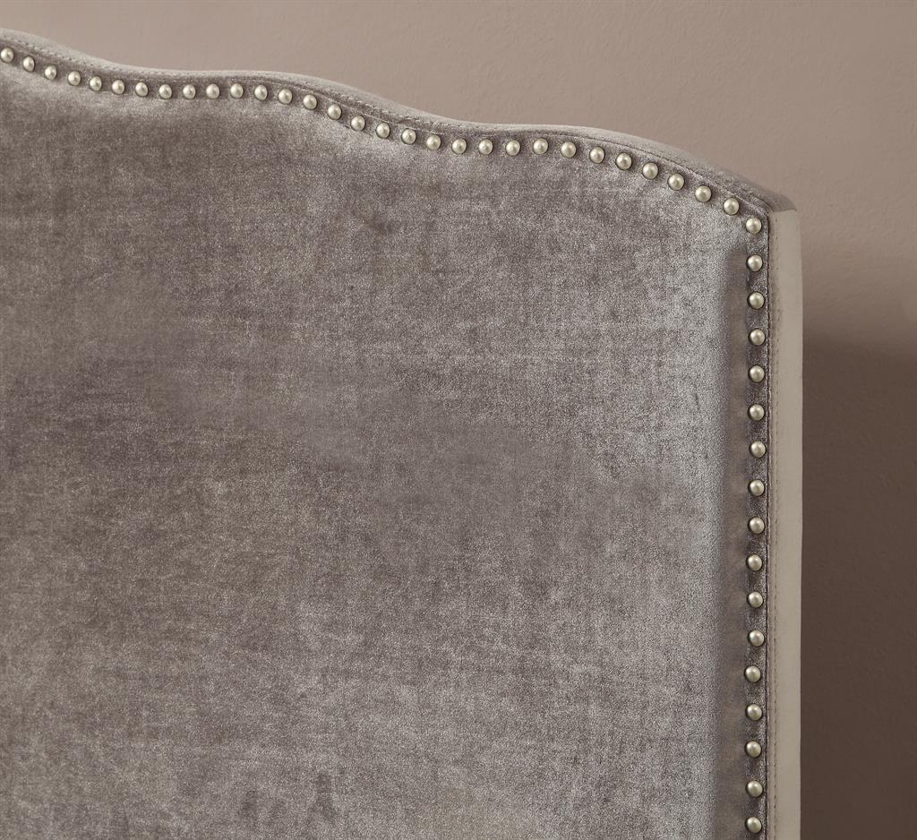 Pulaski Queen Nailhead Shaped Upholstered Headboard in Velvet Shmer - Luxury Home Furniture (MI)