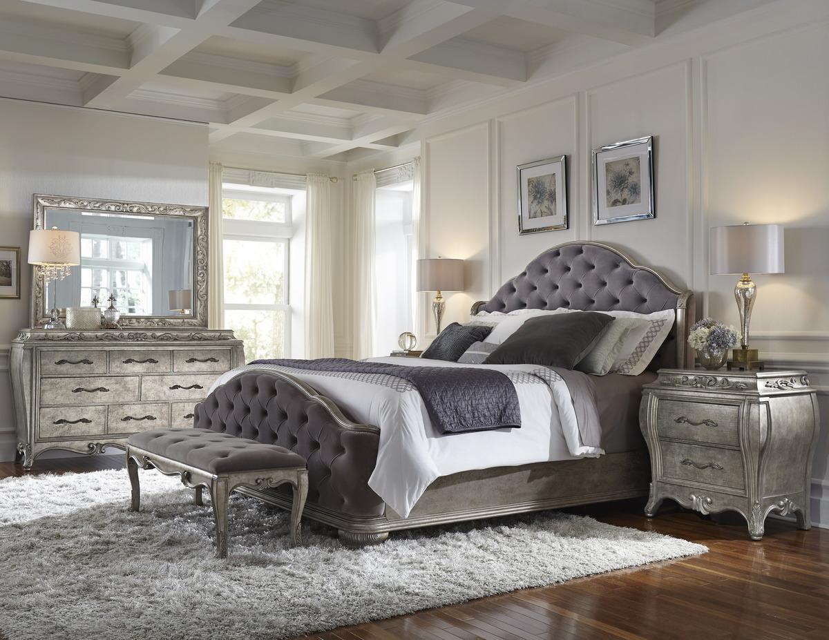 Pulaski Rhianna King Upholstered Bed in Silver Patina - Luxury Home Furniture (MI)