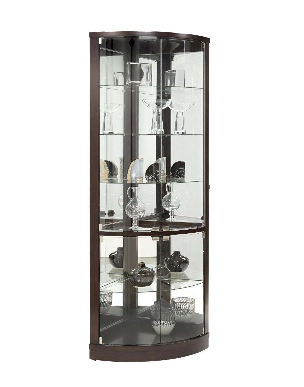Pulaski Sable Mirrored Back Curved Corner Curio - Luxury Home Furniture (MI)