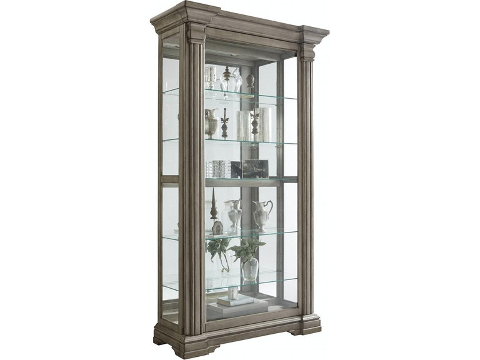 Pulaski Sliding Door Curio in Gray Wash - Luxury Home Furniture (MI)