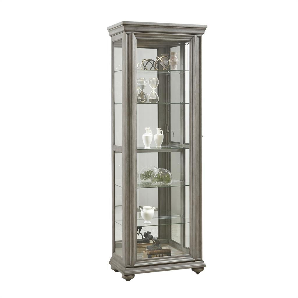 Pulaski Sliding Framed 5 Shelf Curio Cabinet in Grey - Luxury Home Furniture (MI)