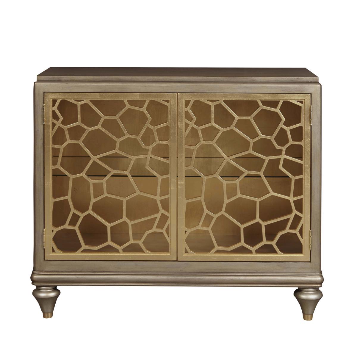 Pulaski Two Door Accent Chest with Pierced Gold Leaf Doors - Luxury Home Furniture (MI)