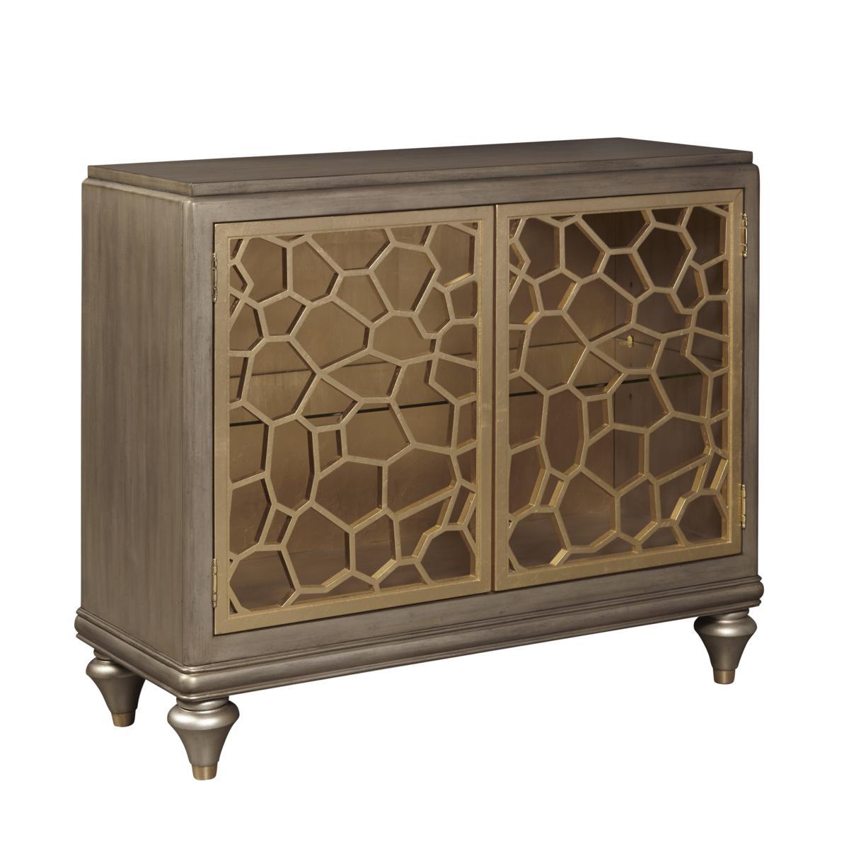 Pulaski Two Door Accent Chest with Pierced Gold Leaf Doors - Luxury Home Furniture (MI)