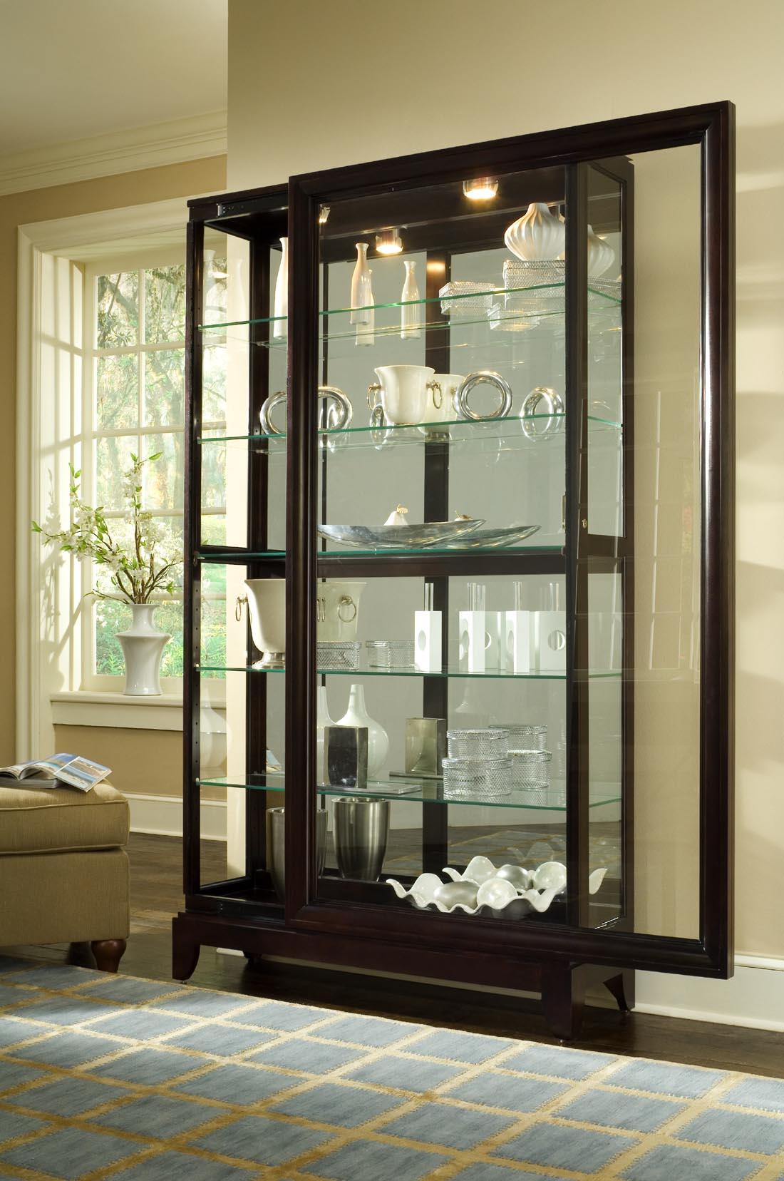 Pulaski Chocolate Cherry Two Way Sliding Door Curio - Luxury Home Furniture (MI)