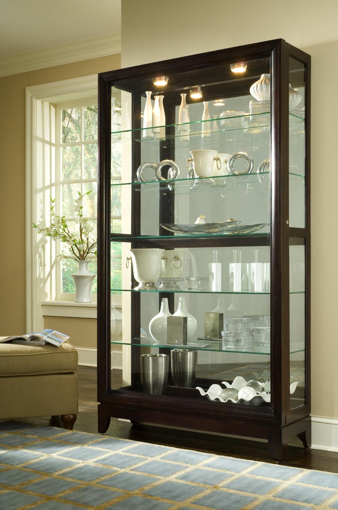 Pulaski Chocolate Cherry Two Way Sliding Door Curio - Luxury Home Furniture (MI)