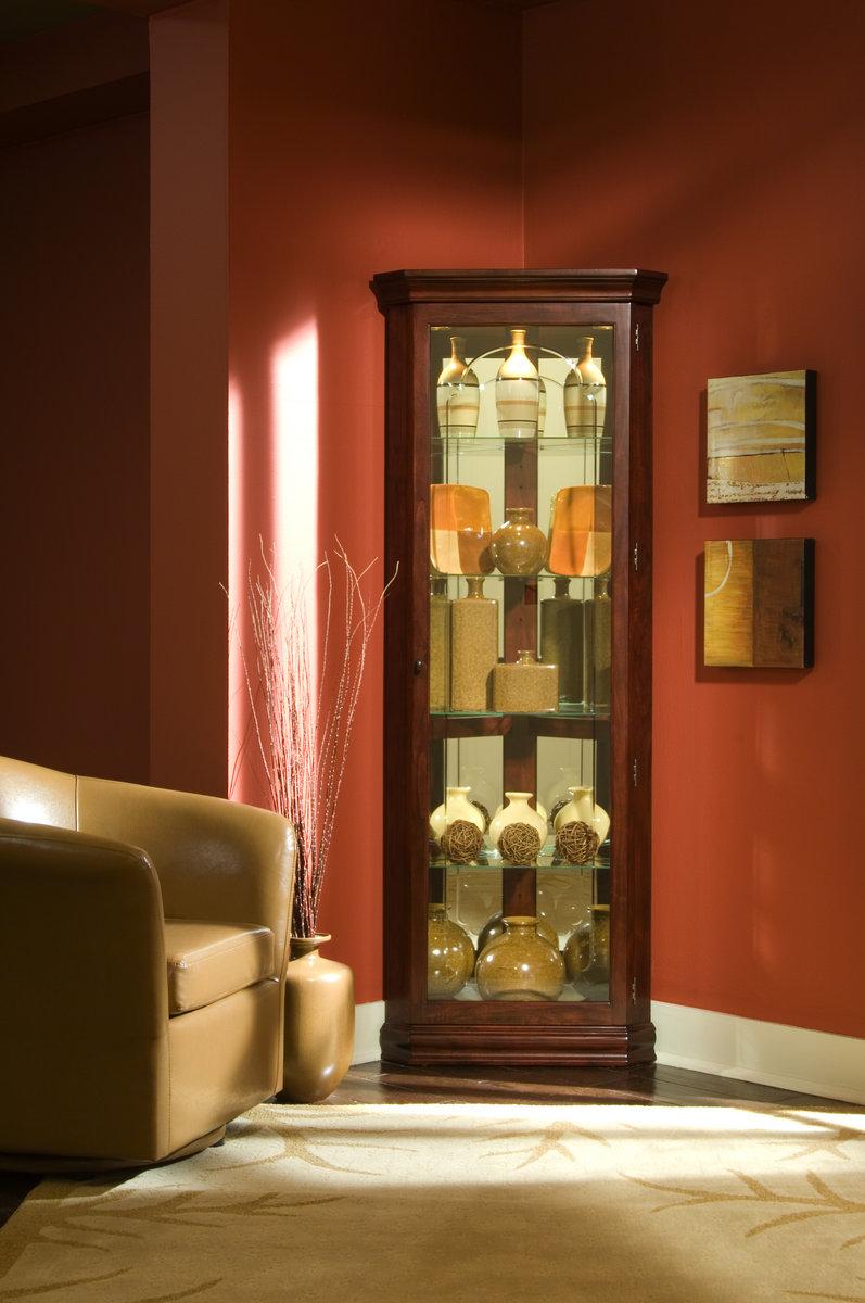 Pulaski Victorian Cherry Corner Curio - Luxury Home Furniture (MI)