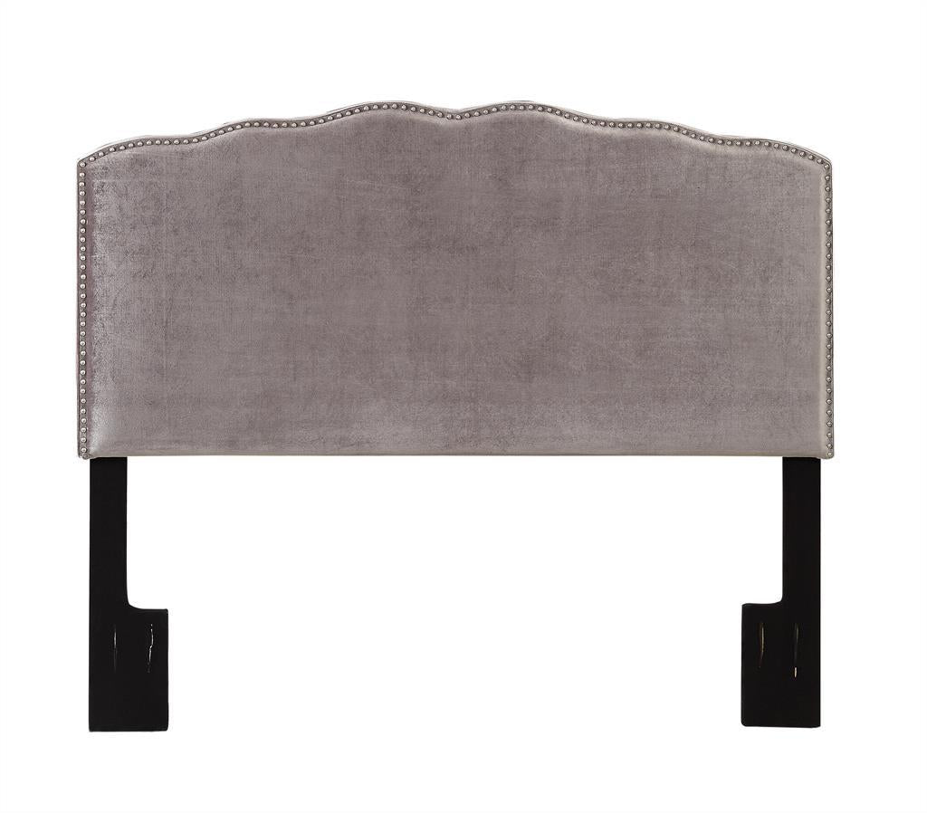 Pulaski King Nailhead Shaped Upholstered Headboard in Velvet Shmer