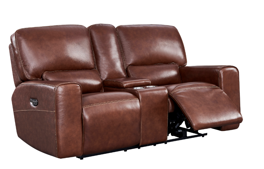 EH9049 BROADWAY P2 CONSOLE LOVESEAT 8540LV BROWN - Luxury Home Furniture (MI)