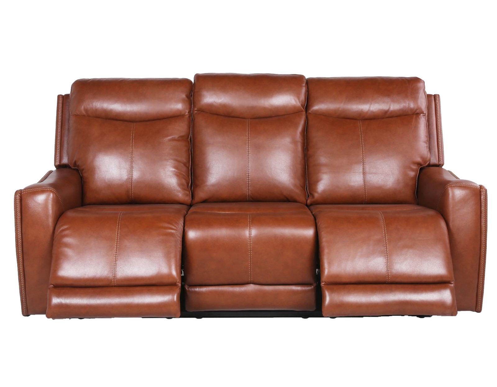 Steve Silver Natalia Leather Dual Power Reclining Sofa in Coach - Luxury Home Furniture (MI)