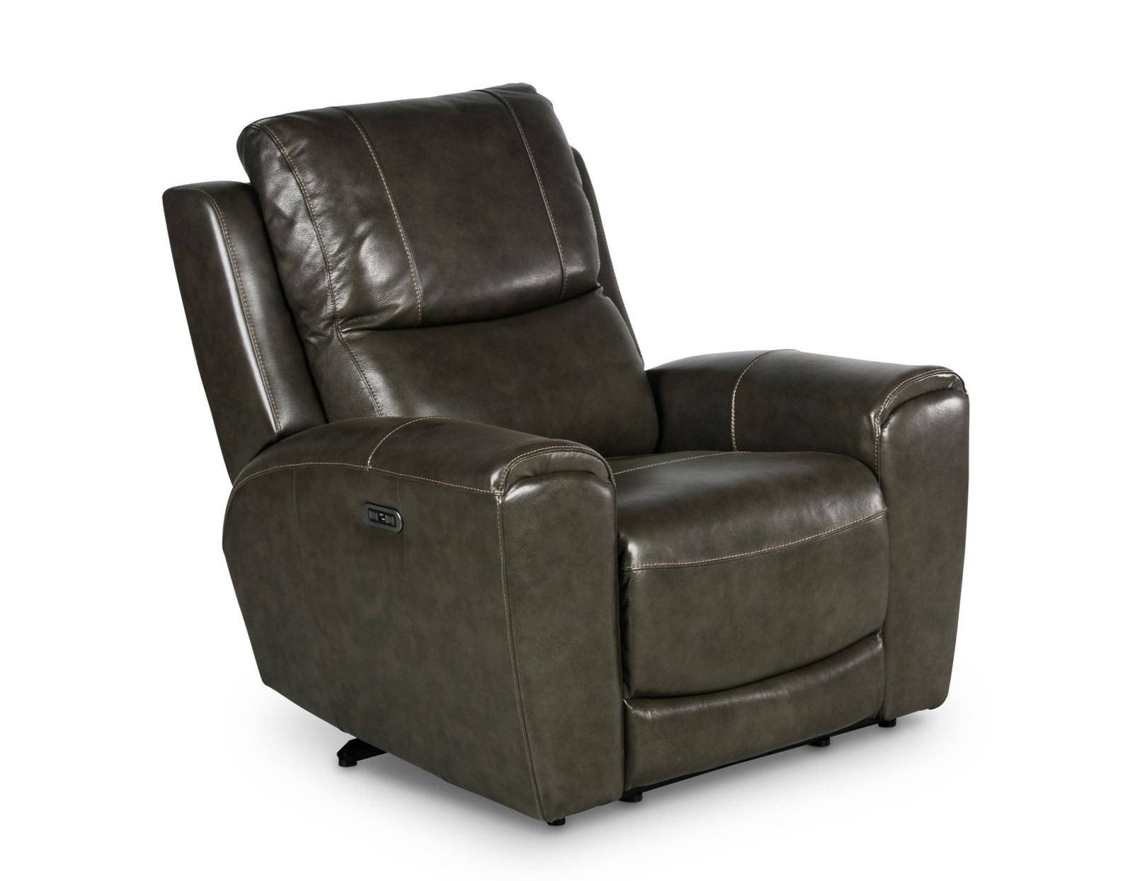 Steve Silver Laurel Leather Dual Power Recliner in Grey - Luxury Home Furniture (MI)